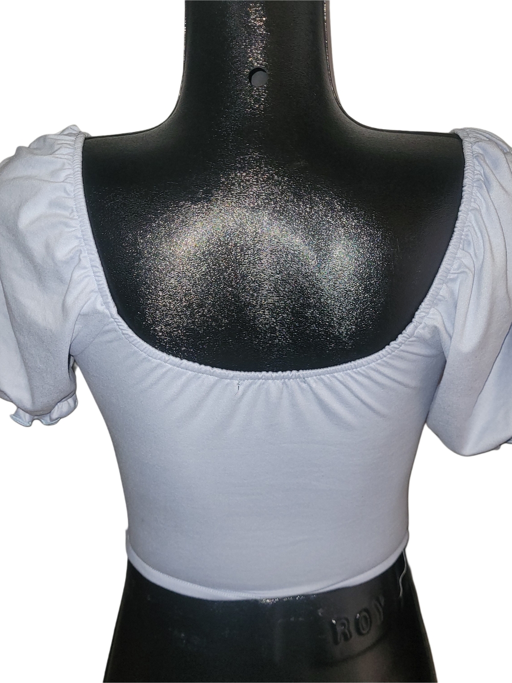 Forever 21 Women's Light Blue Ruched Crop Top with Short Puff Sleeves Size S - Picture 5 of 6